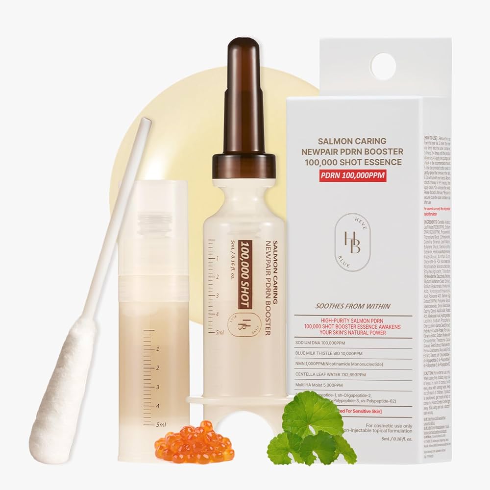 Esencia Salmon Caring Newpair PDRN Booster 100,000 shot essence Heveblue Imagen principal del producto
