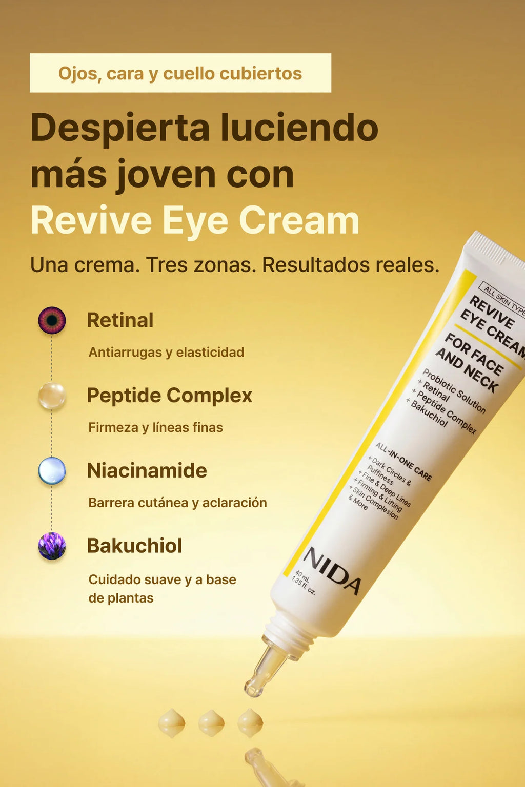 Contorno de ojos Revive Eye Cream for Face and Neck NIDA