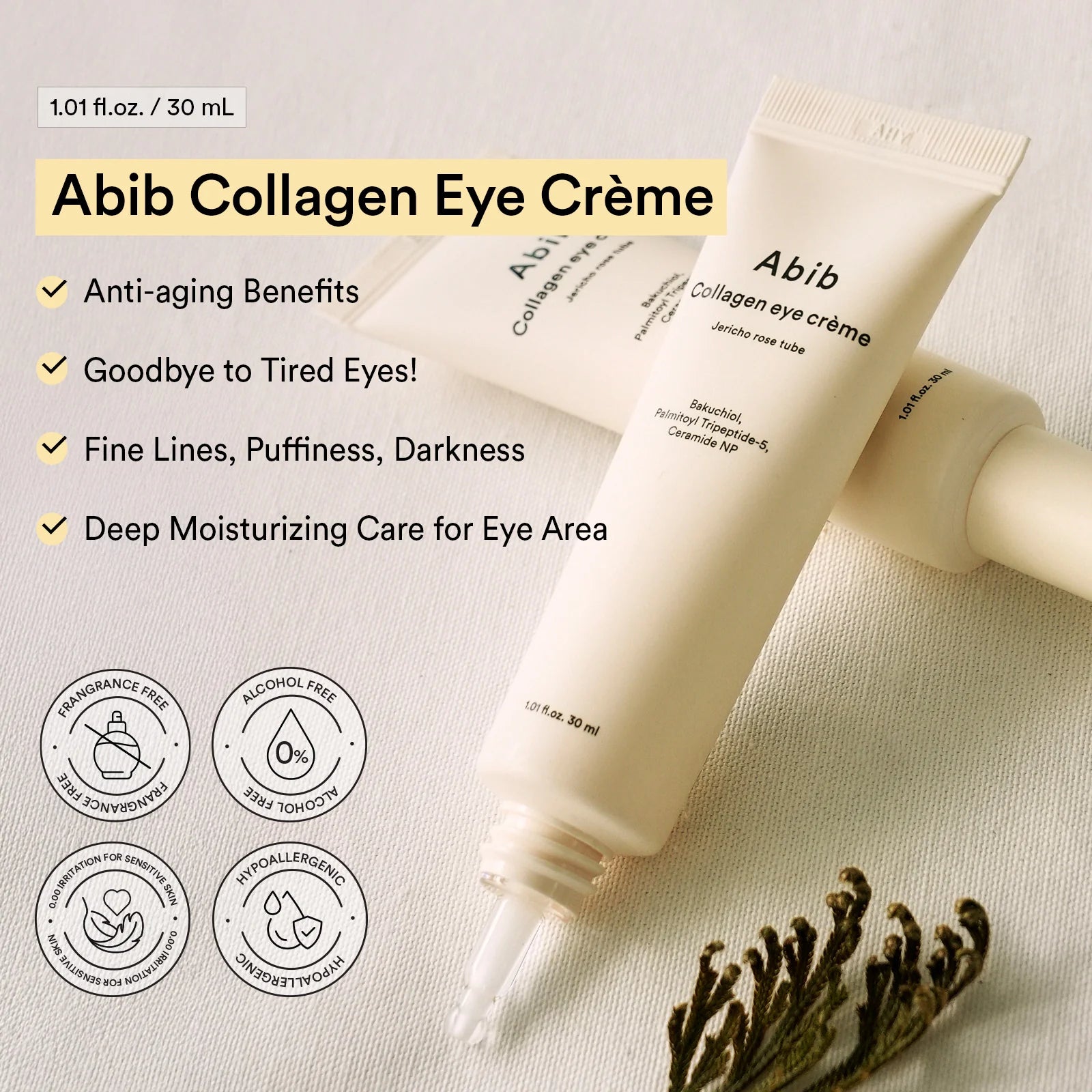 Contorno De Ojos Collagen Eye Cream Jericho Rose Tube Abib