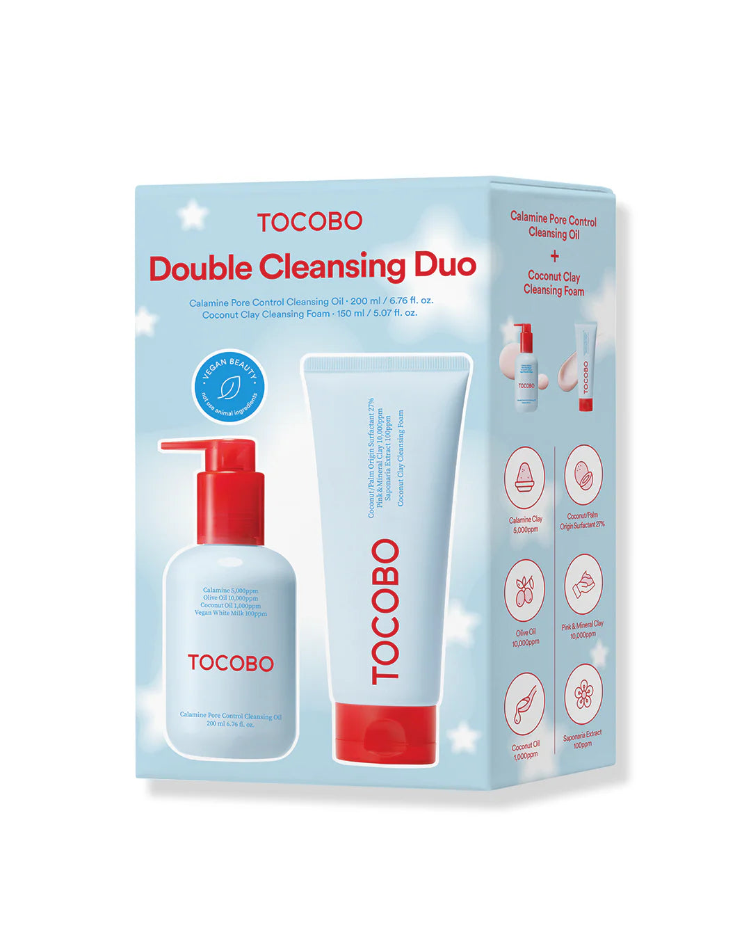 Tocobo Double Cleansig Duo (Calamine Pore Control Cleansing Oil + Coconut Clay Cleansing Foam) Imagen principal del producto