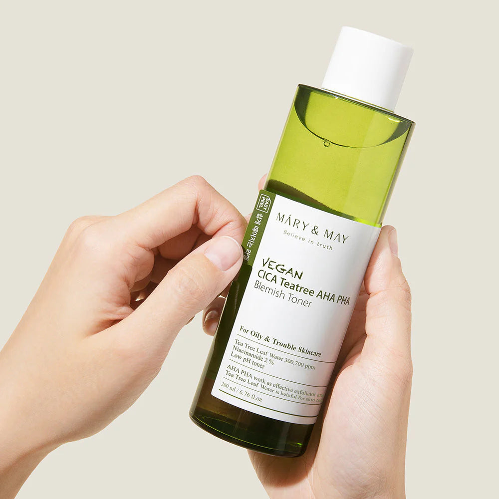 Tónico Vegan Cica Tea tree AHA BHA Blemish Toner Mary & May